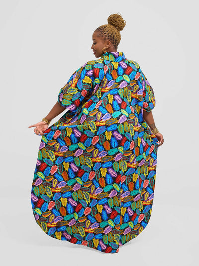 Waridi Africa Wingu Turtleneck Dress - Multicolored - Shopzetu