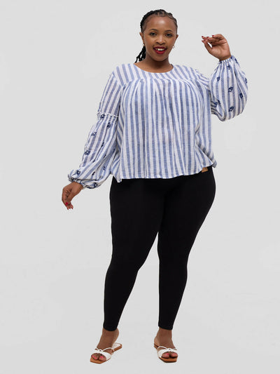 Zuana Top - White Stripped - Shopzetu