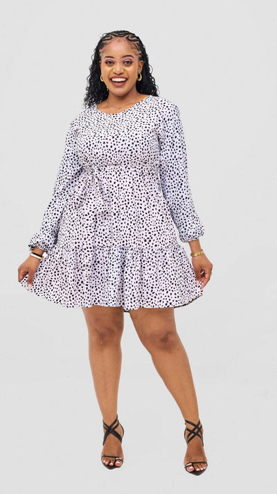 Lizola Aluna Dotted Shift Dress - White - Shopzetu