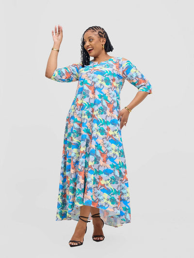 Jolly Fancy Wear Robi Shift Dress - Grey Floral - Shopzetu