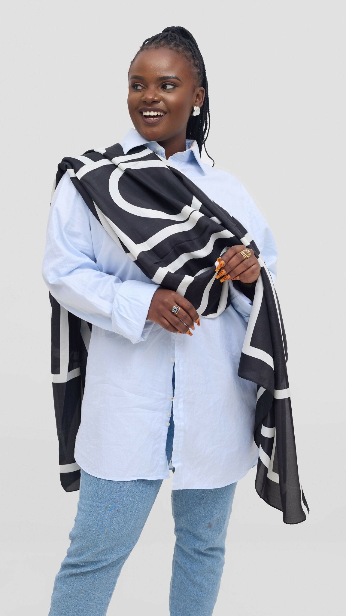 Afrodame Luxurious Silk Scarf - Black - Shopzetu