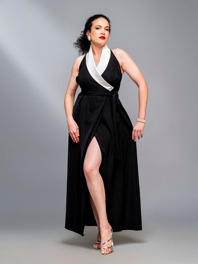 Zia Africa "Good Intentions "Color Block Wrap Dress - Black / White - Shopzetu