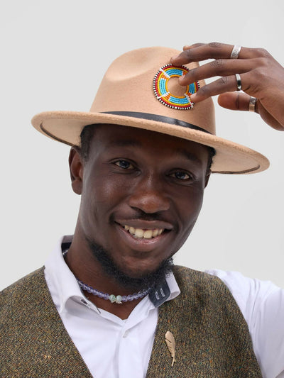 Umbo Collections Malkia Fedora Hat - Beige - Shopzetu