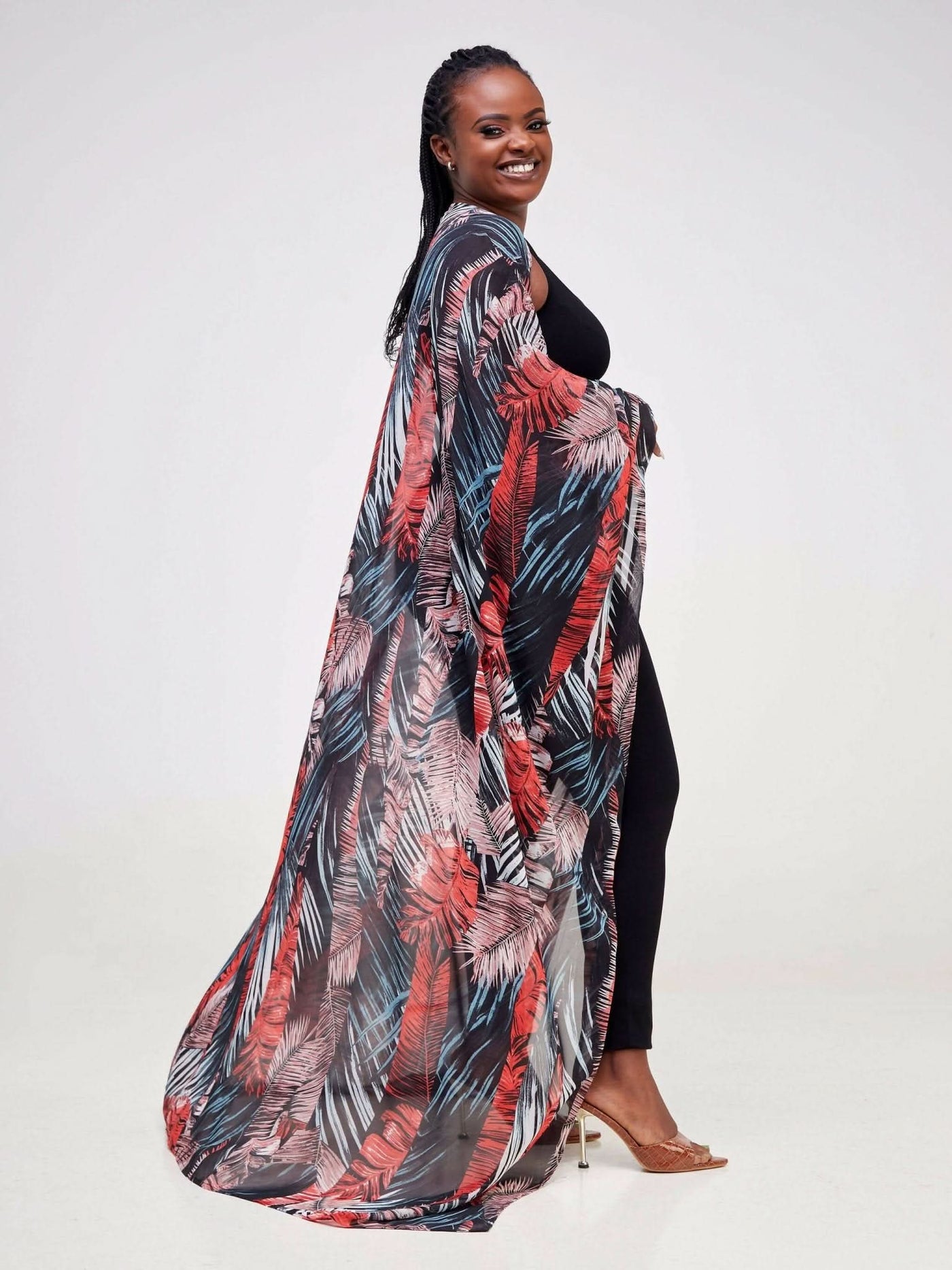 Zoë Qu'an Palmiera Fire Flo Kimono - Red - Shopzetu