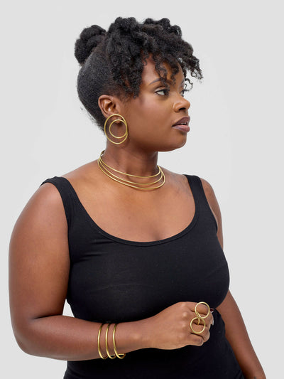 Purely Brass Ahadi Brass Jewelry Set - Brass - Shopzetu