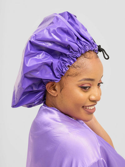 Satin Revolution Satin Lined Shower Bonnet - Purple - Shopzetu