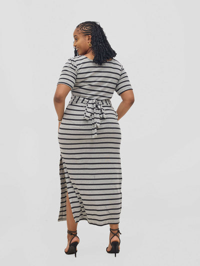 Gravio Fashions Meg Dress - Grey / Black - Shopzetu