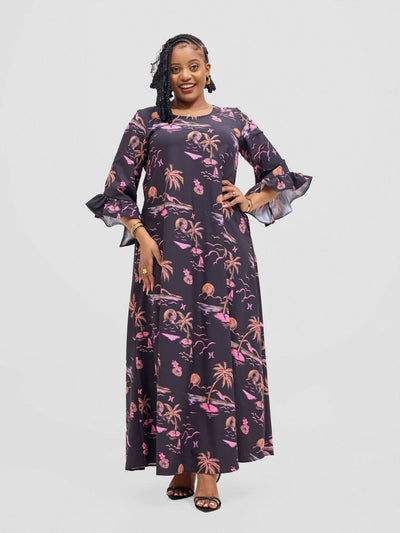 Jolly Fancy Wear Daka Dress - Black Floral - Shopzetu