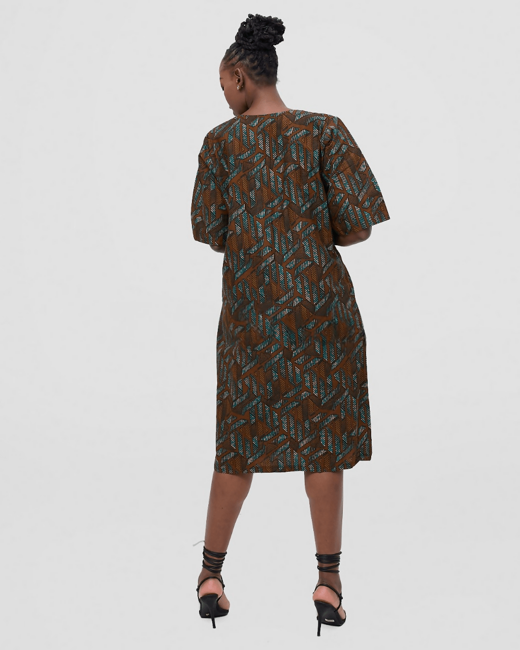 Prettygline Nailantei Midi Dress - Brown - Shopzetu