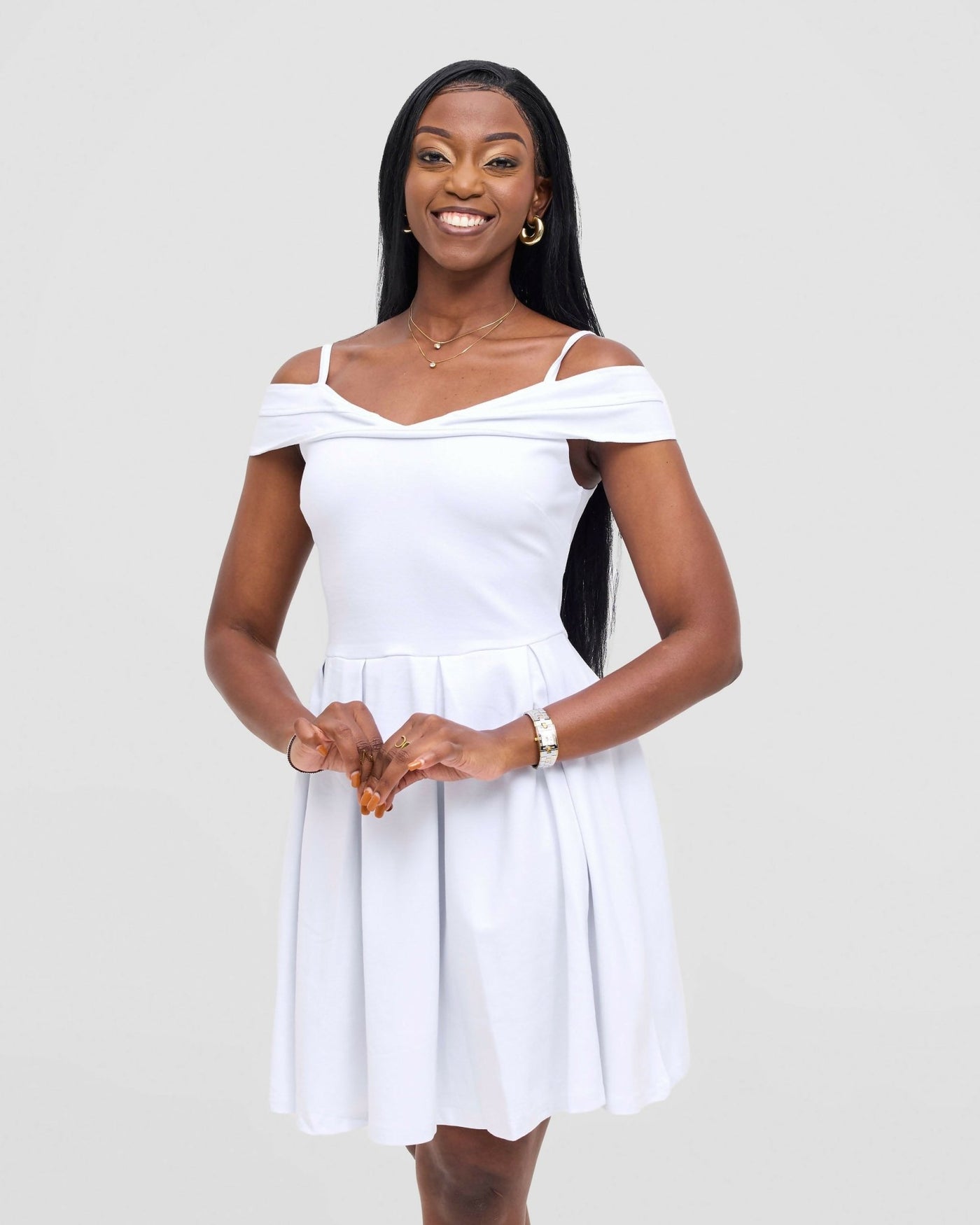 Stylish Sisters Essy Skater Dress - White - Shopzetu