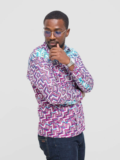 Mendilines Warm African Shirt - Purple / Blue - Shopzetu
