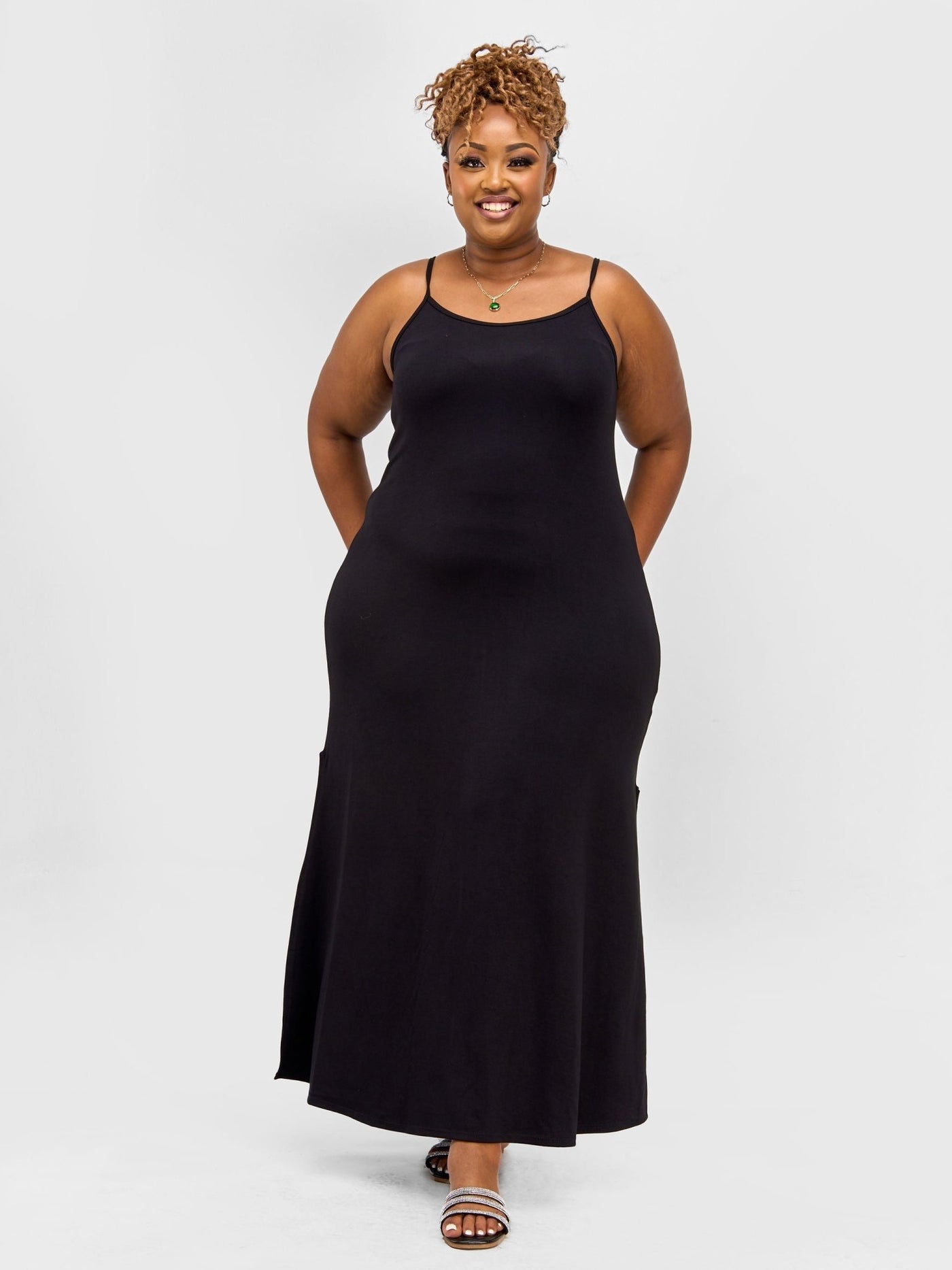 Vivo Essentials Strappy Maxi Dress - Black - Shopzetu