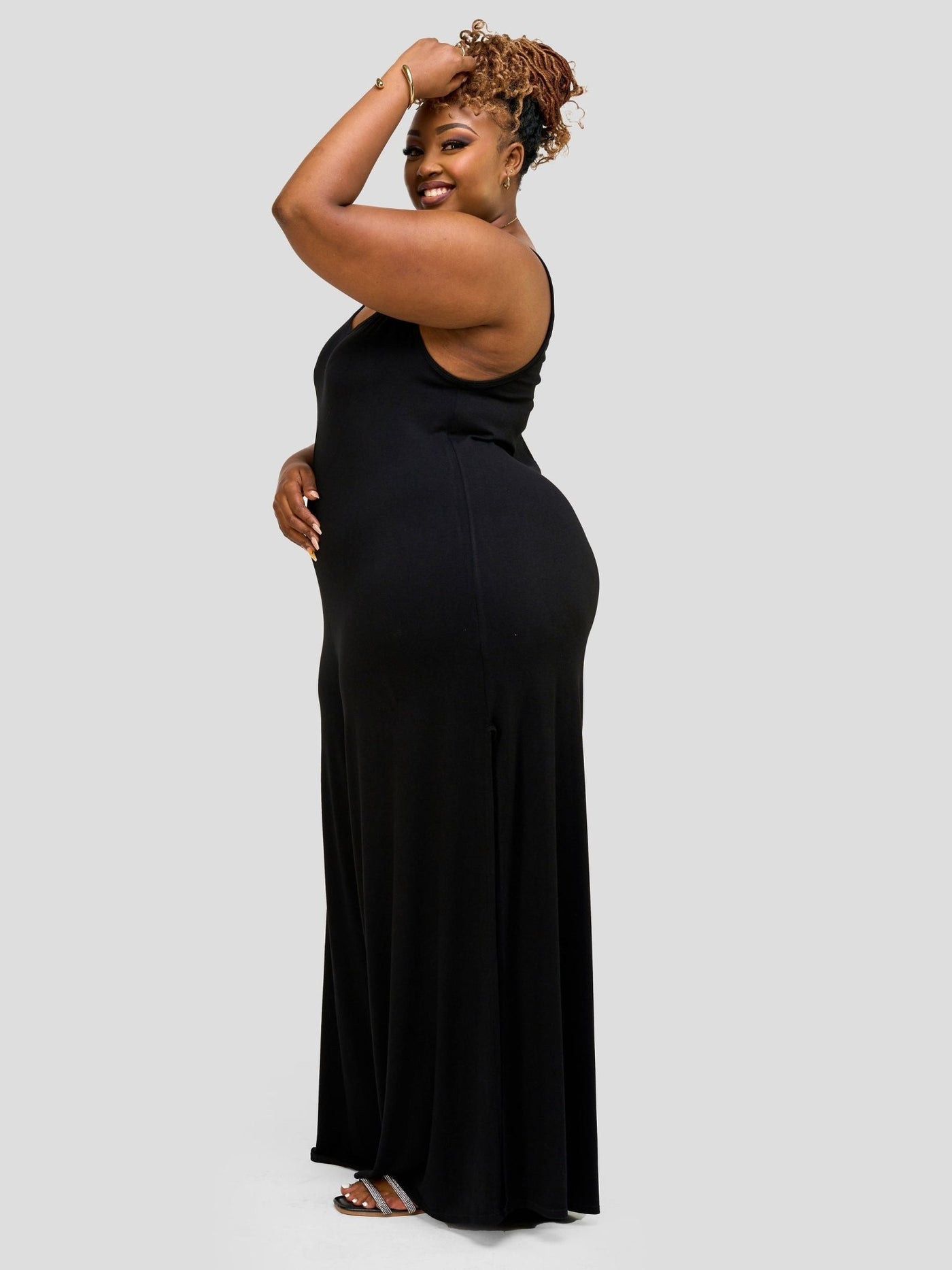 Vivo Essentials Strappy Maxi Dress - Black - Shopzetu