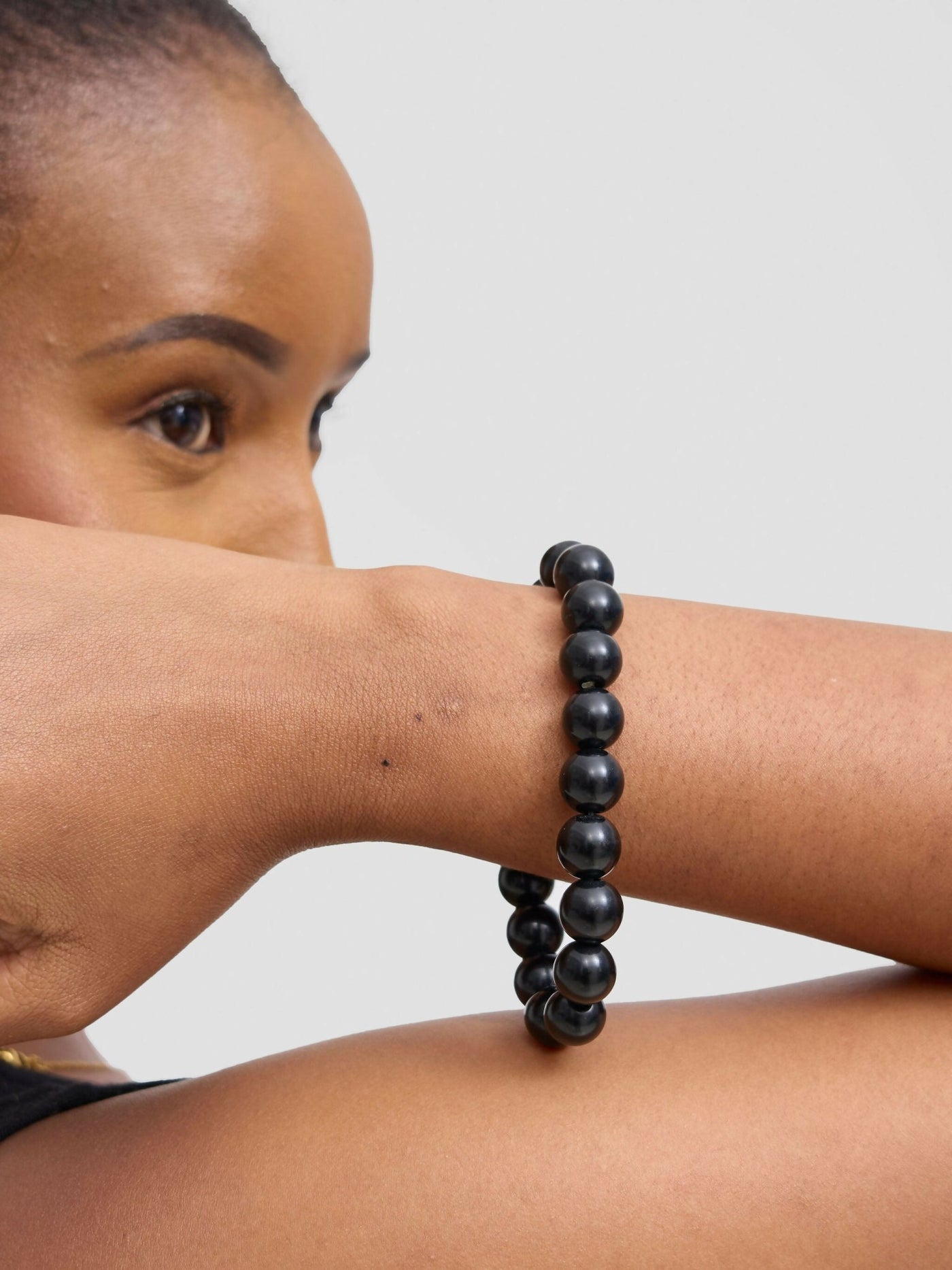 Exotic Gemstones Jewellers Obsidian Crystal Bangle - Black - Shopzetu