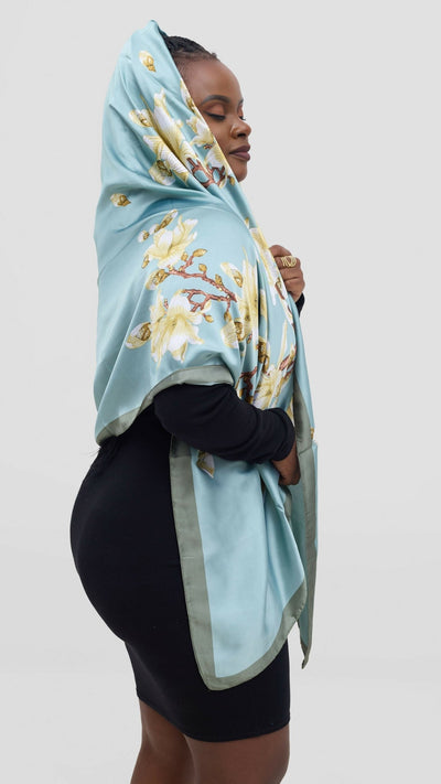 Afrodame Luxurious Silk Scarf - Blue - Shopzetu