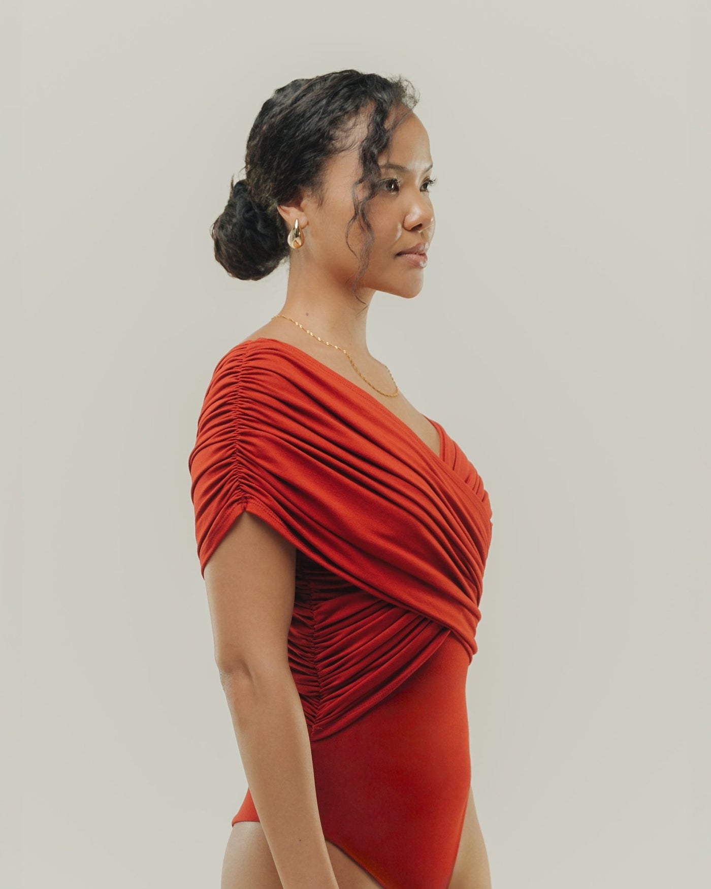 Vivo X This Is Essential Ruched Bodysuit - Red - Shopzetu