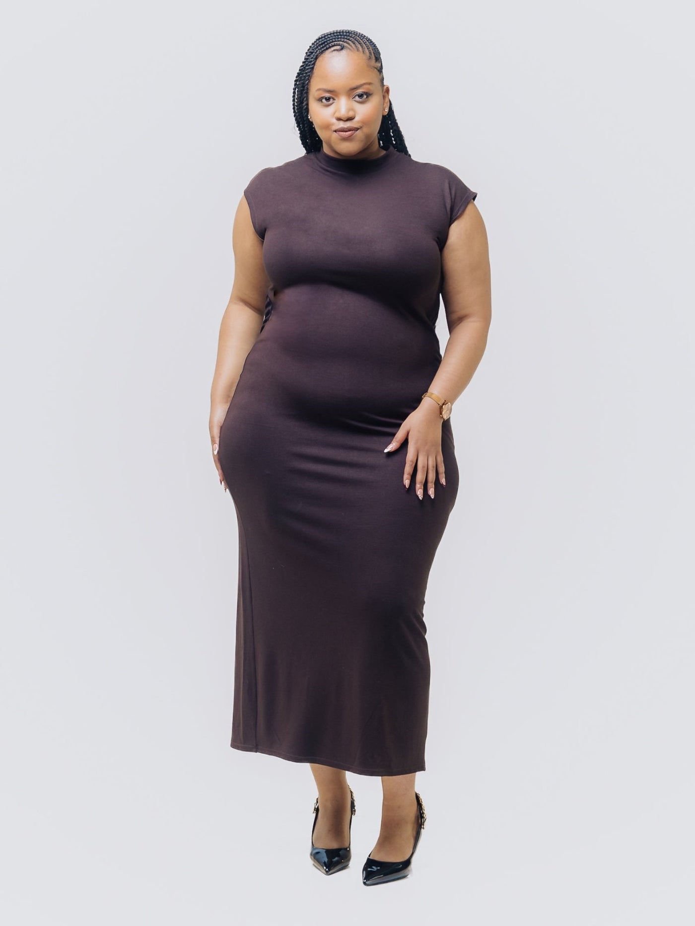 This Is Essential Midi Dress - Chocolate - Shopzetu