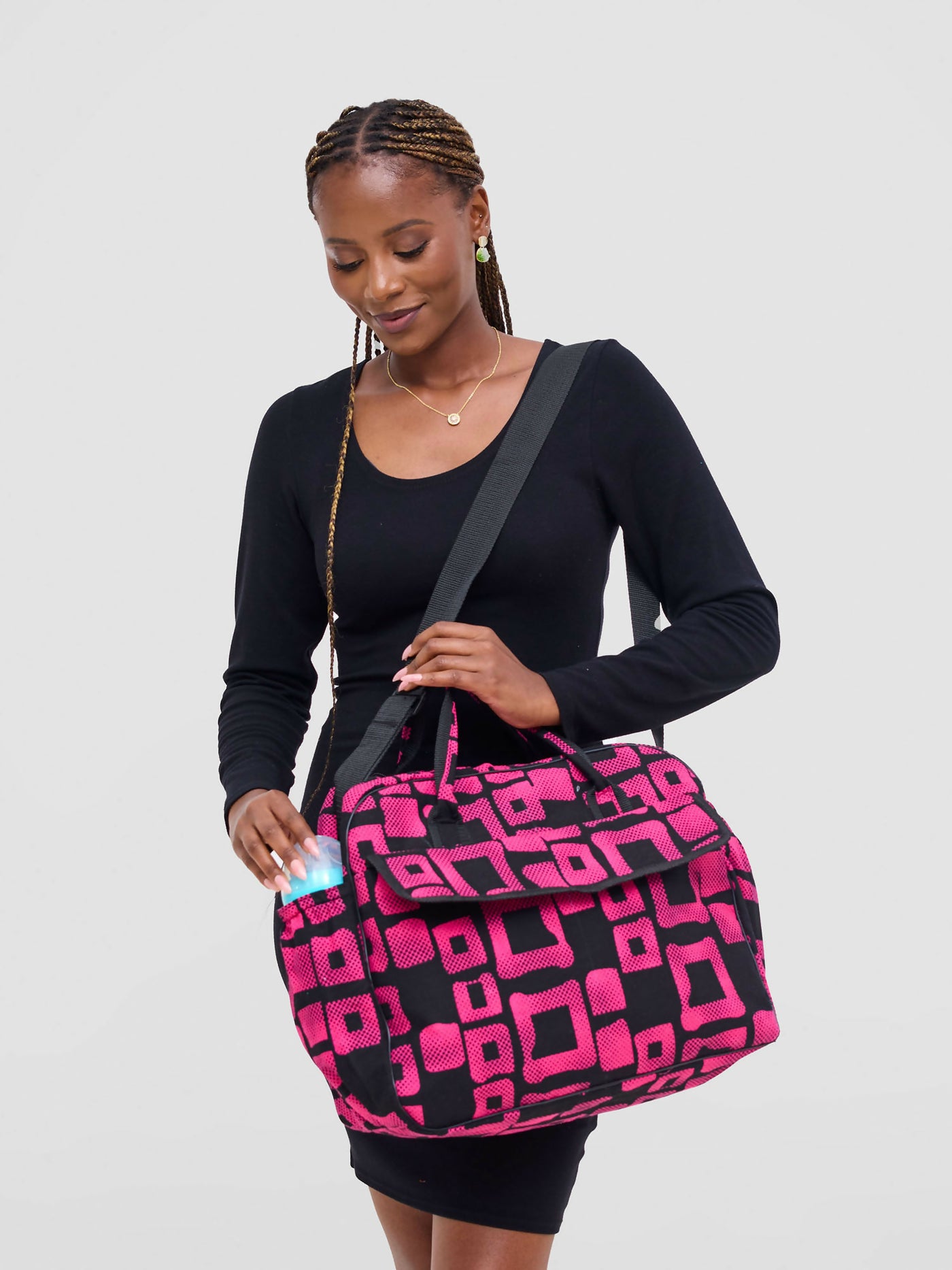Ankara Artifacts Tolu 2.0 Diaper Bag - Pink - Shopzetu