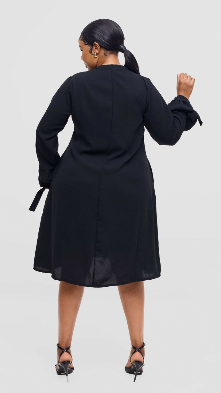 Lucille Couture Elaine Shirt Dress - Black - Shopzetu