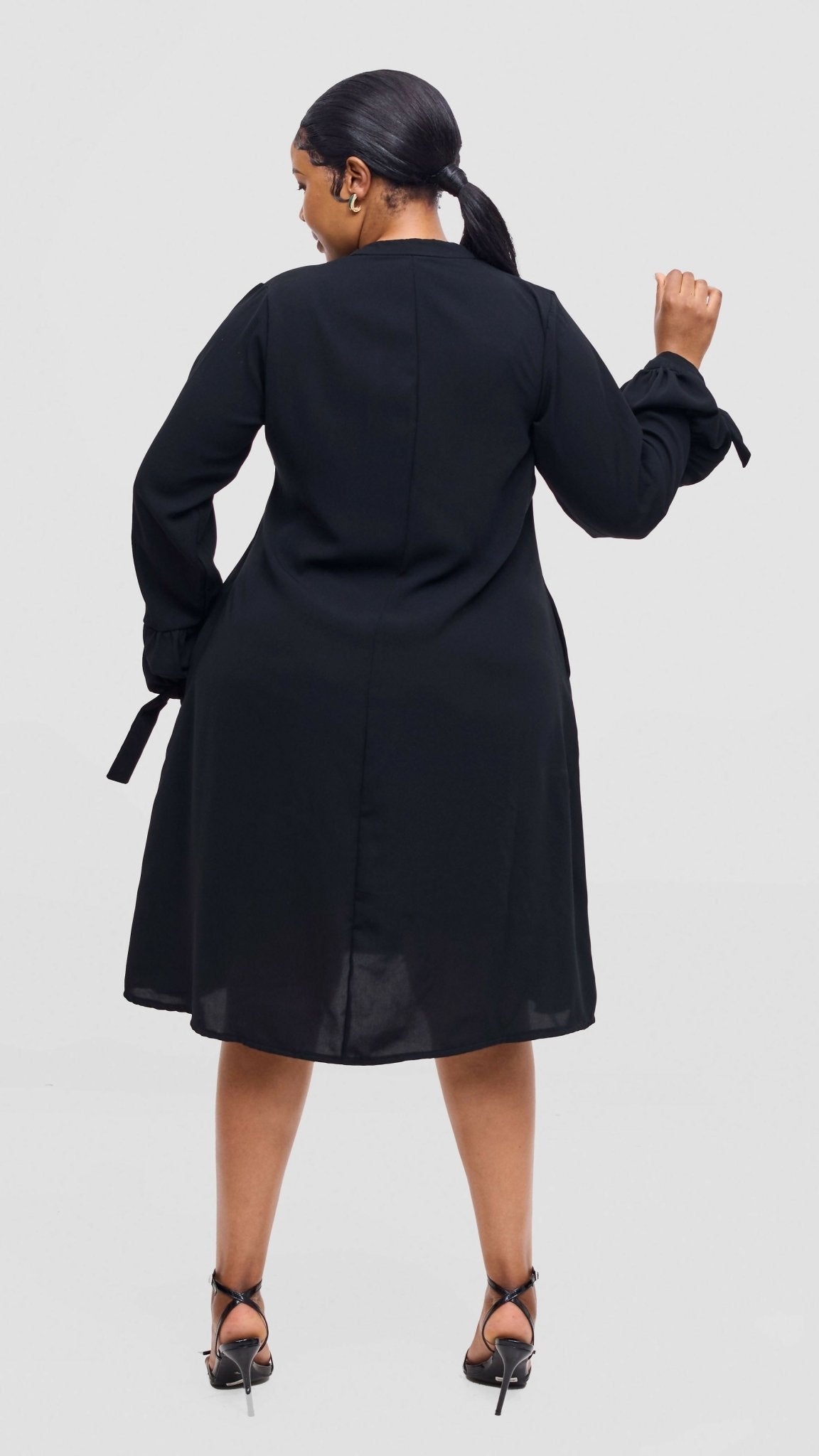 Lucille Couture Elaine Shirt Dress - Black - Shopzetu