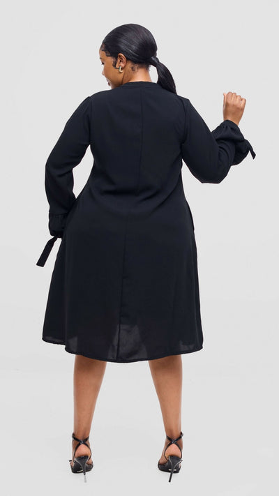 Lucille Couture Elaine Shirt Dress - Black - Shopzetu