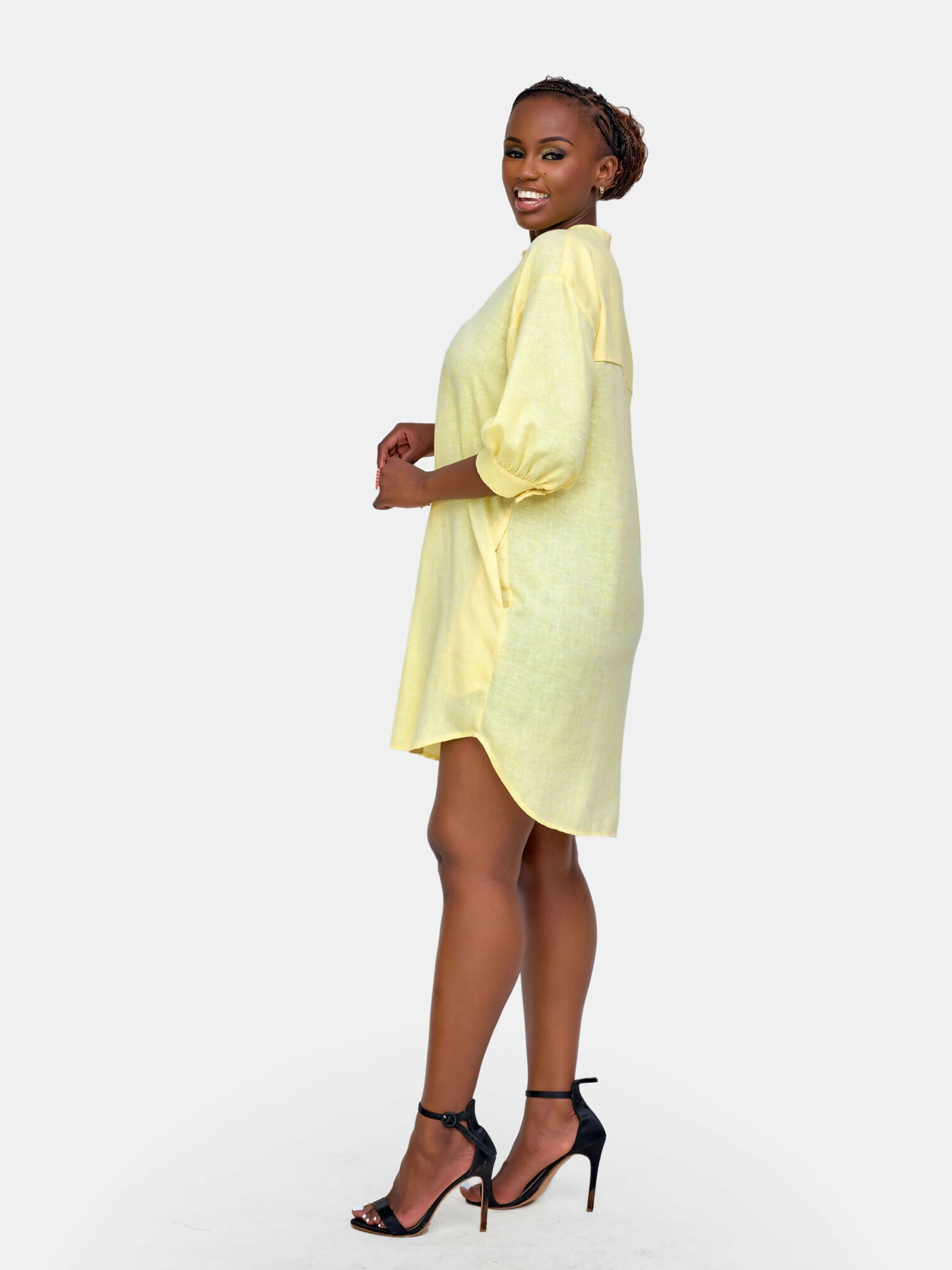 Tuli Nuru Shirt Dress - Yellow - Shopzetu