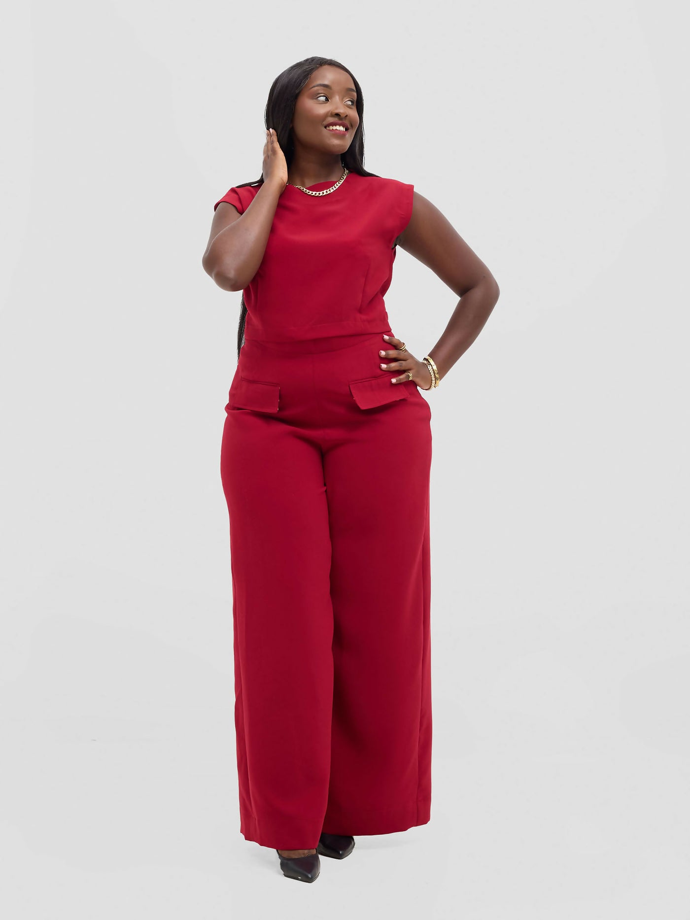 Izulu Wanjiru Set - Wine Red - Shopzetu