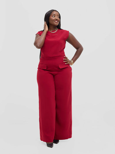 Izulu Wanjiru Set - Wine Red - Shopzetu