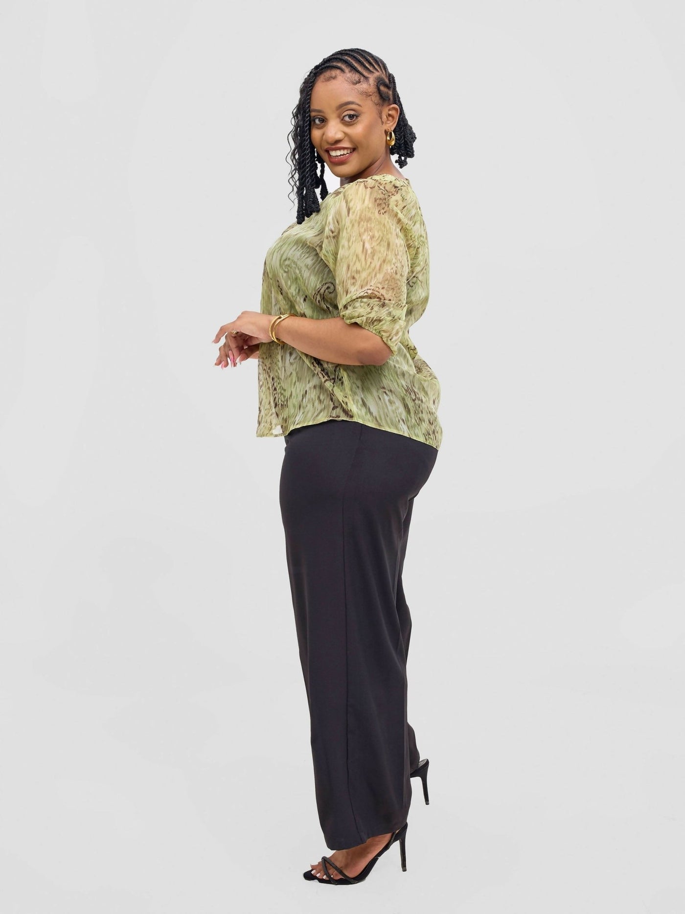 Lamazi Collections Chiffon Butterfly Top - Brown - Shopzetu
