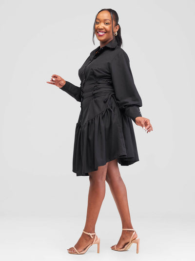 Urban Tribe Makena Shirt Dress - Black - Shopzetu