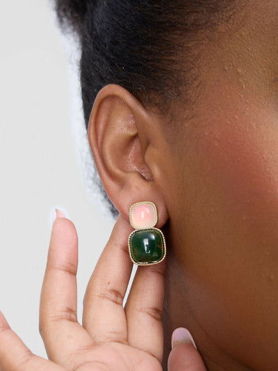 Accessorize With Style Premium Small Earring - Pink / Green - Shopzetu