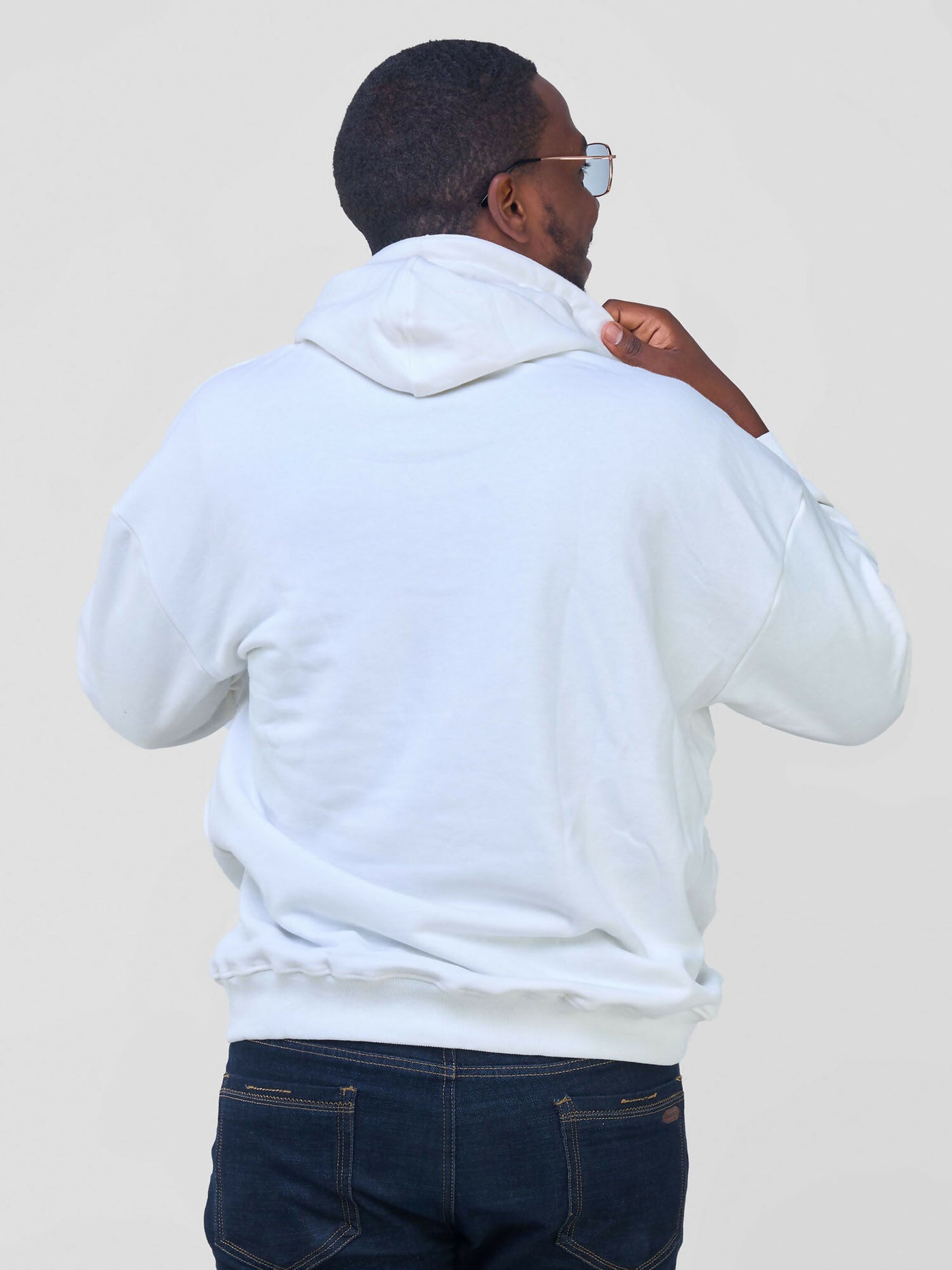 Round Neck L - Sleeves Hoodie - White - Shopzetu