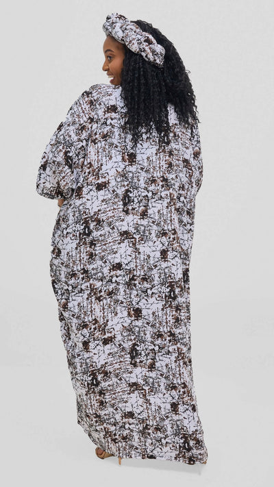 Hats And More Boho Charm Dress & Matching Headwrap – Abstract Print - Shopzetu