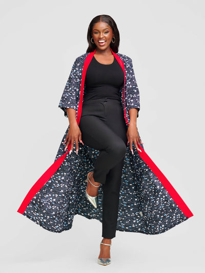 Tuli Adira Ankara Kimono - Blue / Red - Shopzetu