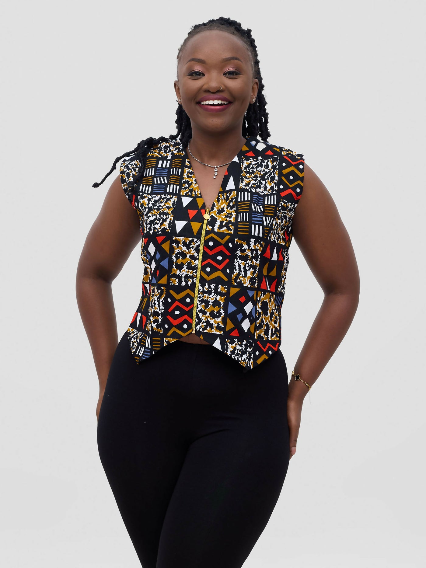 Gravio Fashions Leo Vest Top - Multicolored - Shopzetu