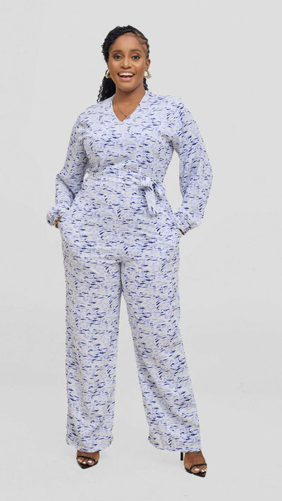 Lizola Aliyah Jumpsuit - Blue / Cream - Shopzetu