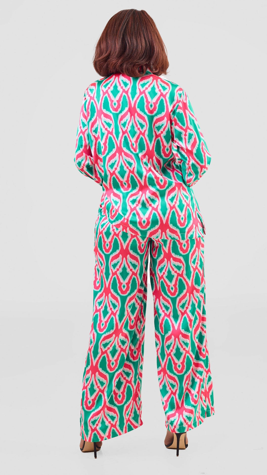 Elsie Glamour Lulu Two Piece Set - Abstract Red / Green Print