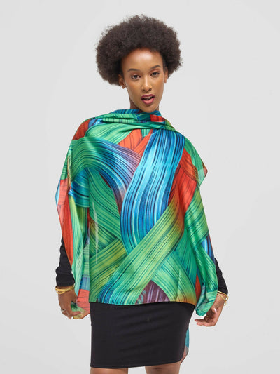 Ukiyo Lifestyle Silk Scarf - Green Print - Shopzetu