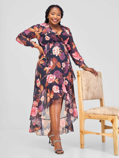 Stylish Sisters Dress - Floral Brown - Shopzetu