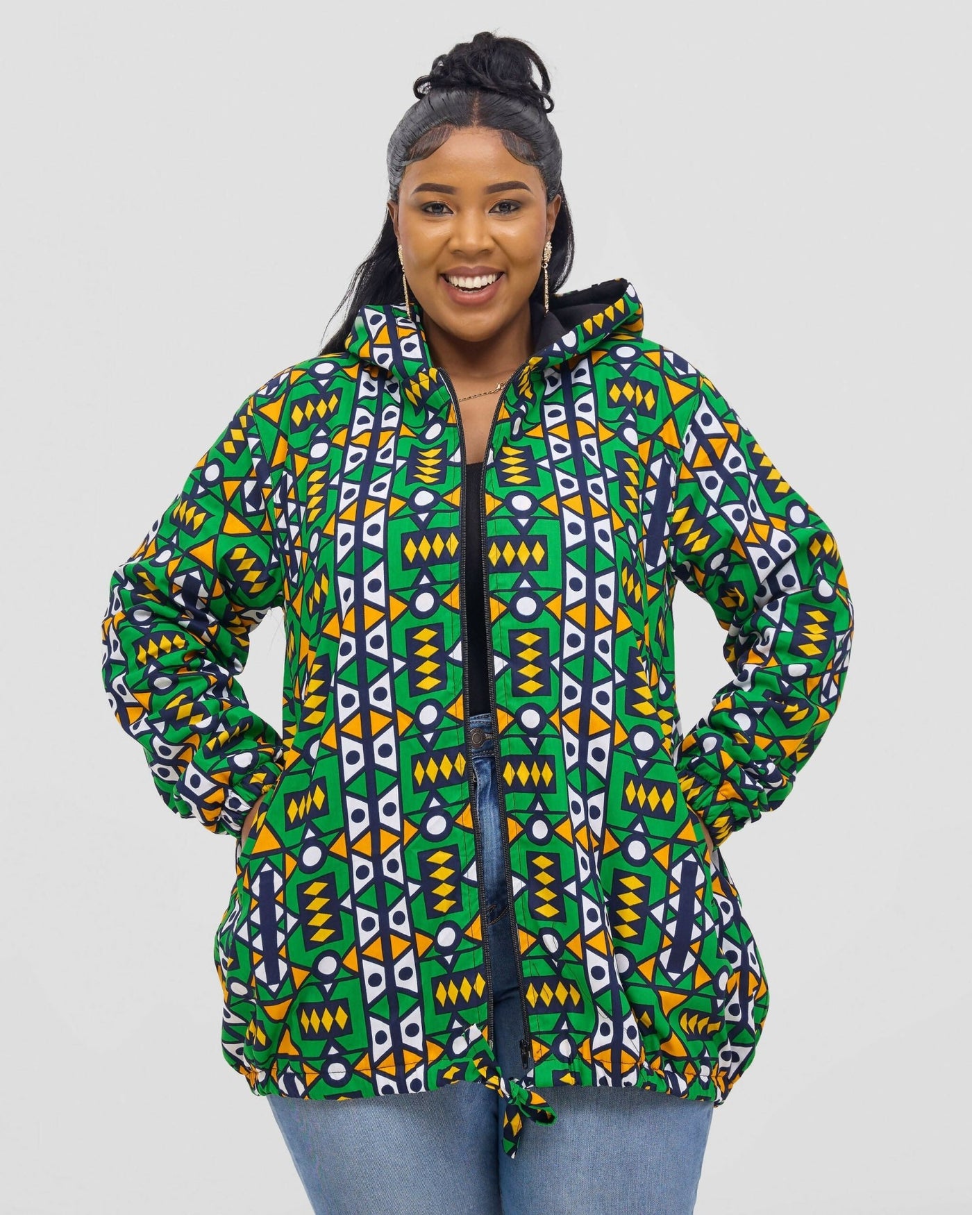 Gravio Fashions Emerald Geo Chic Jacket - Green - Shopzetu