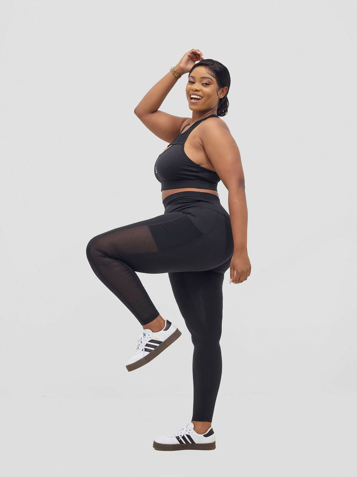 Rotator Active Wear Leggings & Sports Bra Set - Black - Shopzetu
