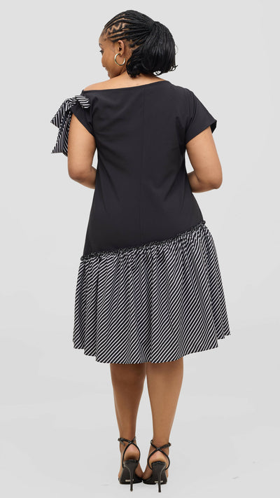 Jolly Fancy Wear Pila Shift Dress - Black Stripped