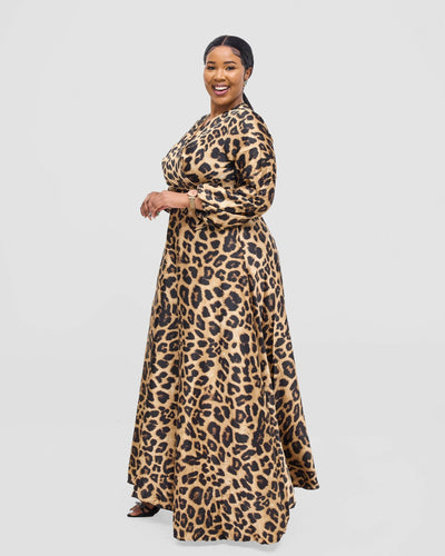 Stylish Sisters Animal Print Dress - Brown / Black - Shopzetu