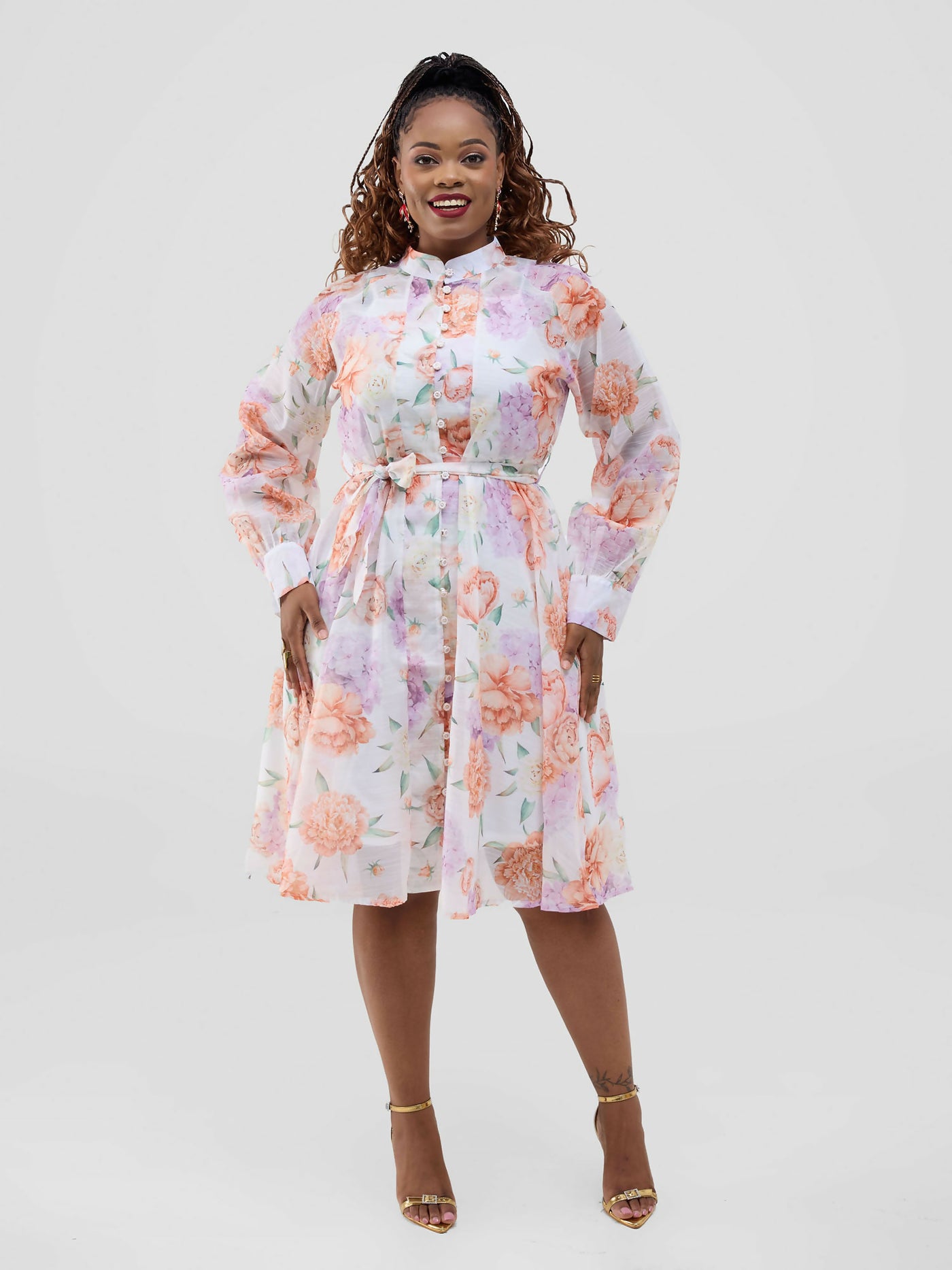 Stylish Sisters Floral Skater Dress - Multicolored - Shopzetu