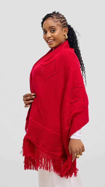 Anel's Diamond Poncho - Red - Shopzetu