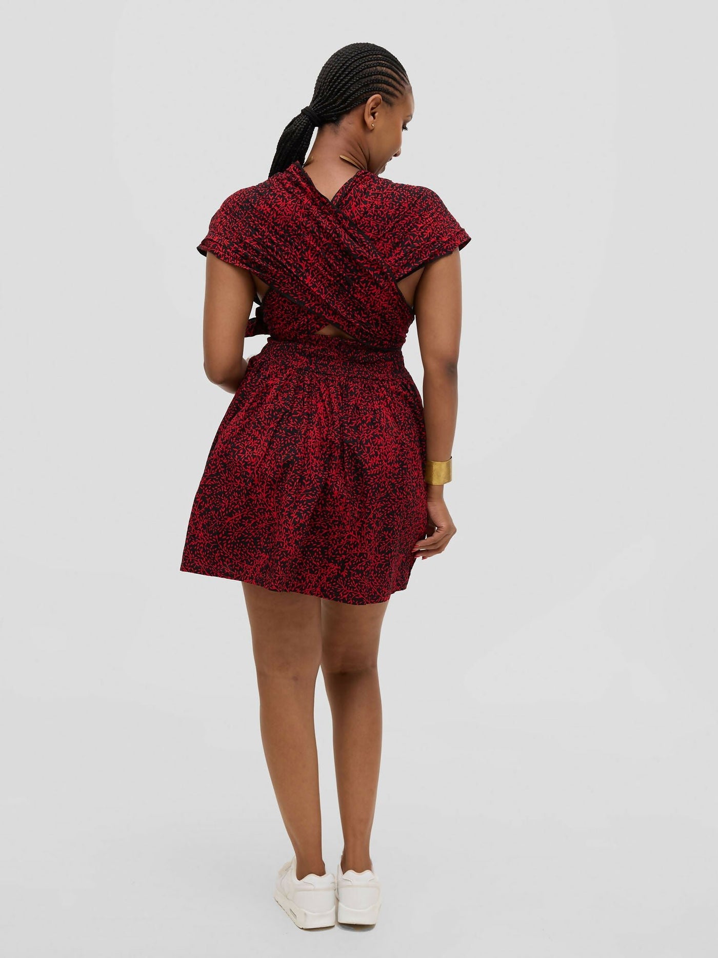 Waridi Africa Kwanza Skater Dress - Red / Black - Shopzetu