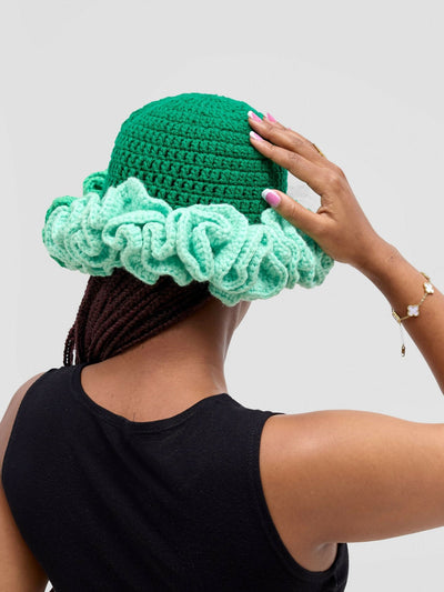 Twist & Turn Ruffle Hat - Green - Shopzetu