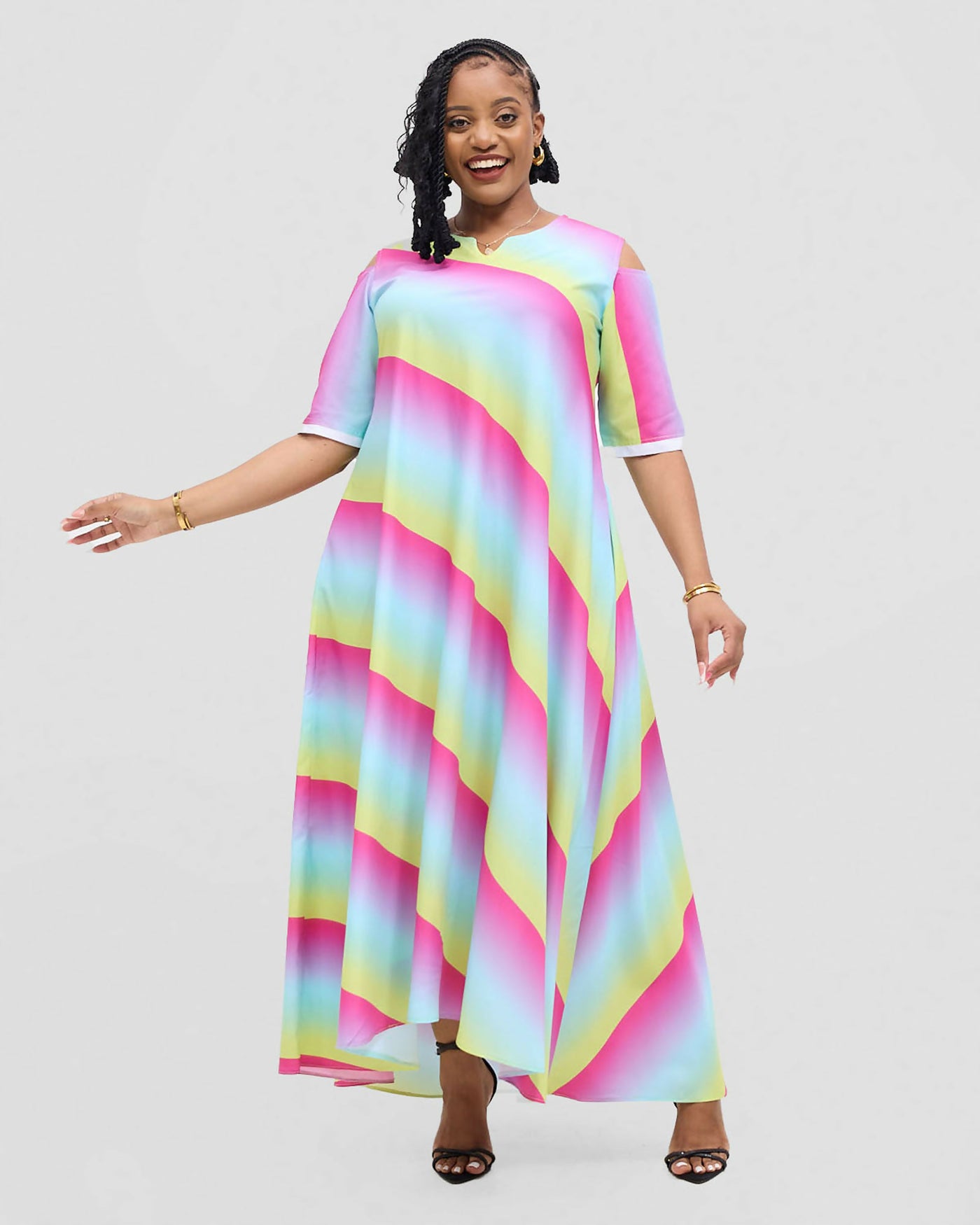 Jolly Fancy Wear High Low Dresses - Multicolored - Shopzetu