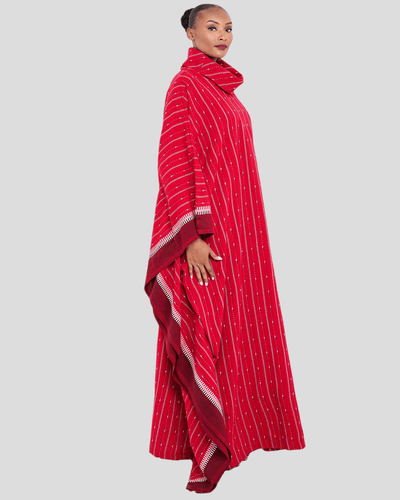 Rafiki Threads Maru Dera Dress - Maroon - Shopzetu