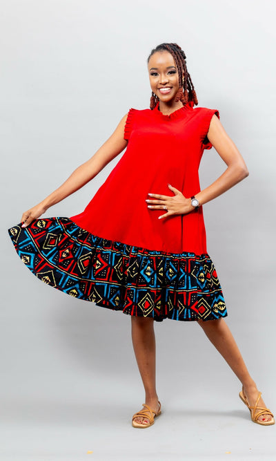 Afriwia Willow Dress - Red - Shopzetu